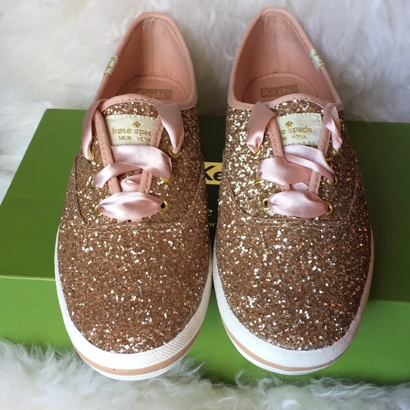 kate spade Shoes - NWT Kate Spade Keds Rose Gold Glitter Keds size 8M